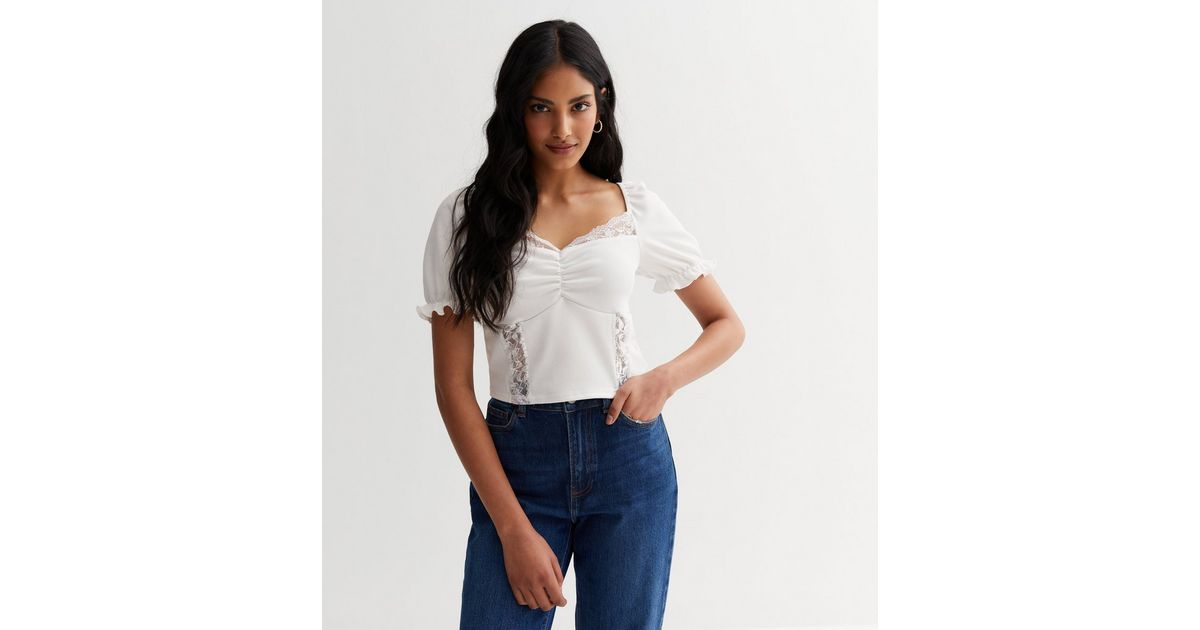Ruann Lace Trim Top - White