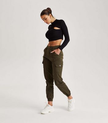 Olive green discount cargo joggers womens