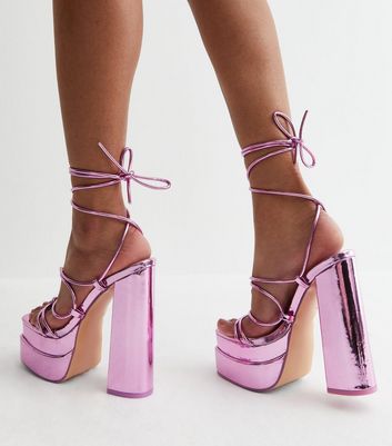 Amazon.com | Liliana Women Pointy Open Toe Ankle Strap Stiletto Heel Sandal  Metallic Shoes BANK-2A PINK 6 | Shoes