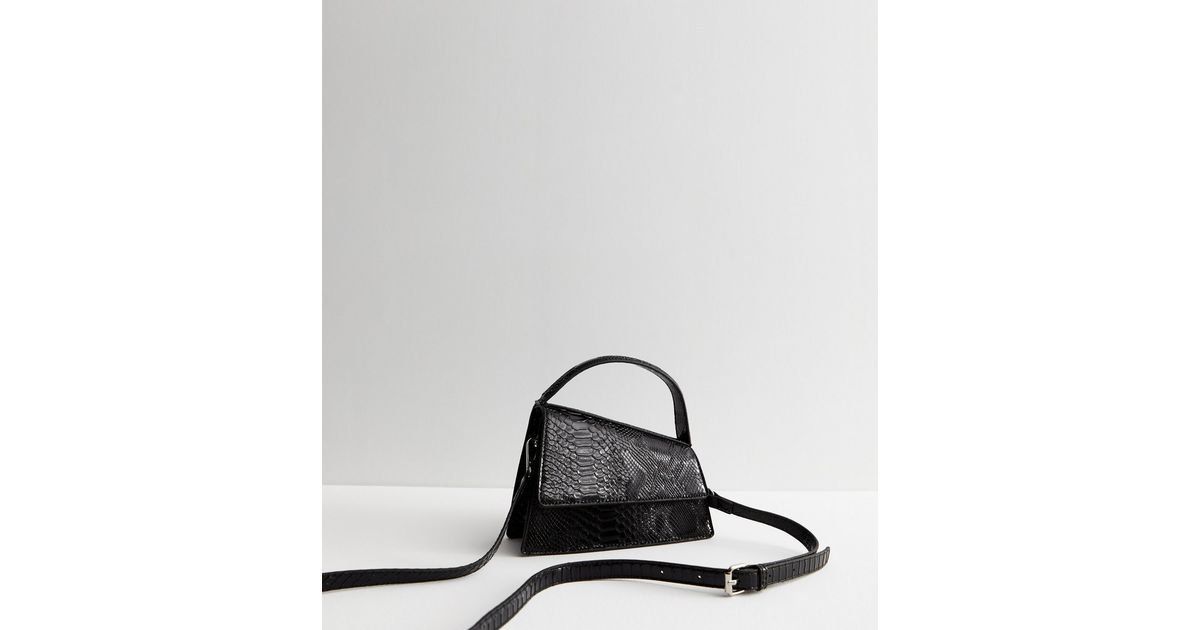 Public Desire Black Faux Croc Cross Body Bag New Look