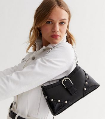 Public Desire Black Studded Mini Shoulder Bag New Look