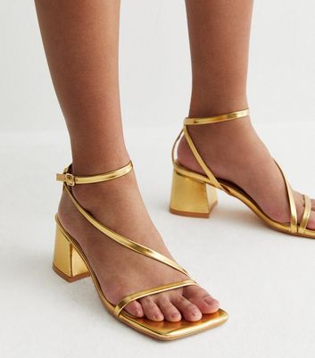 Gold mid hotsell block heels