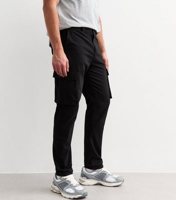 Black Cotton Tapered Cargo Trousers New Look