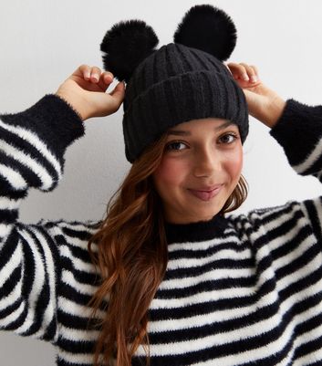 Girls black store winter hat