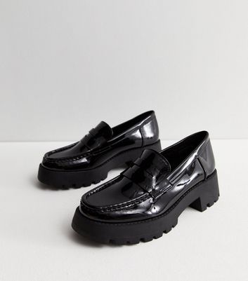 Womens black clearance chunky loafers