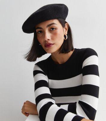 Black Wool Blend Beret