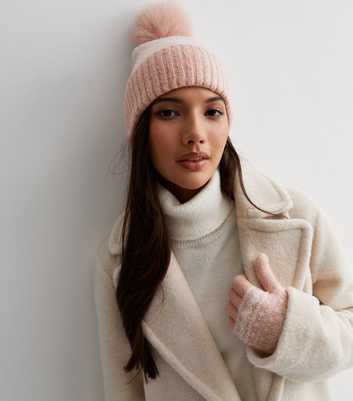 Pink Fair Isle Print Hat & Gloves Set