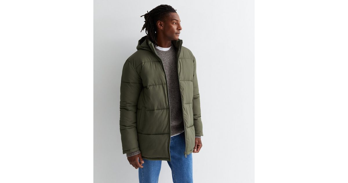 Khaki Hooded Puffer Jacket | New Look