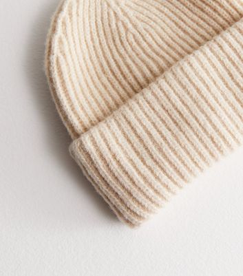 Cream Ribbed Knit Chunky Beanie Hat New Look