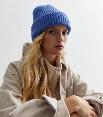Blue Ribbed Knit Chunky Beanie New Look