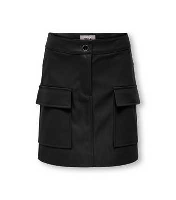 KIDS ONLY Black Leather-Look Cargo Skirt