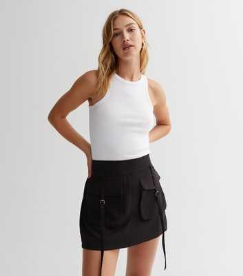 Cameo Rose Black Cargo Mini Skirt
