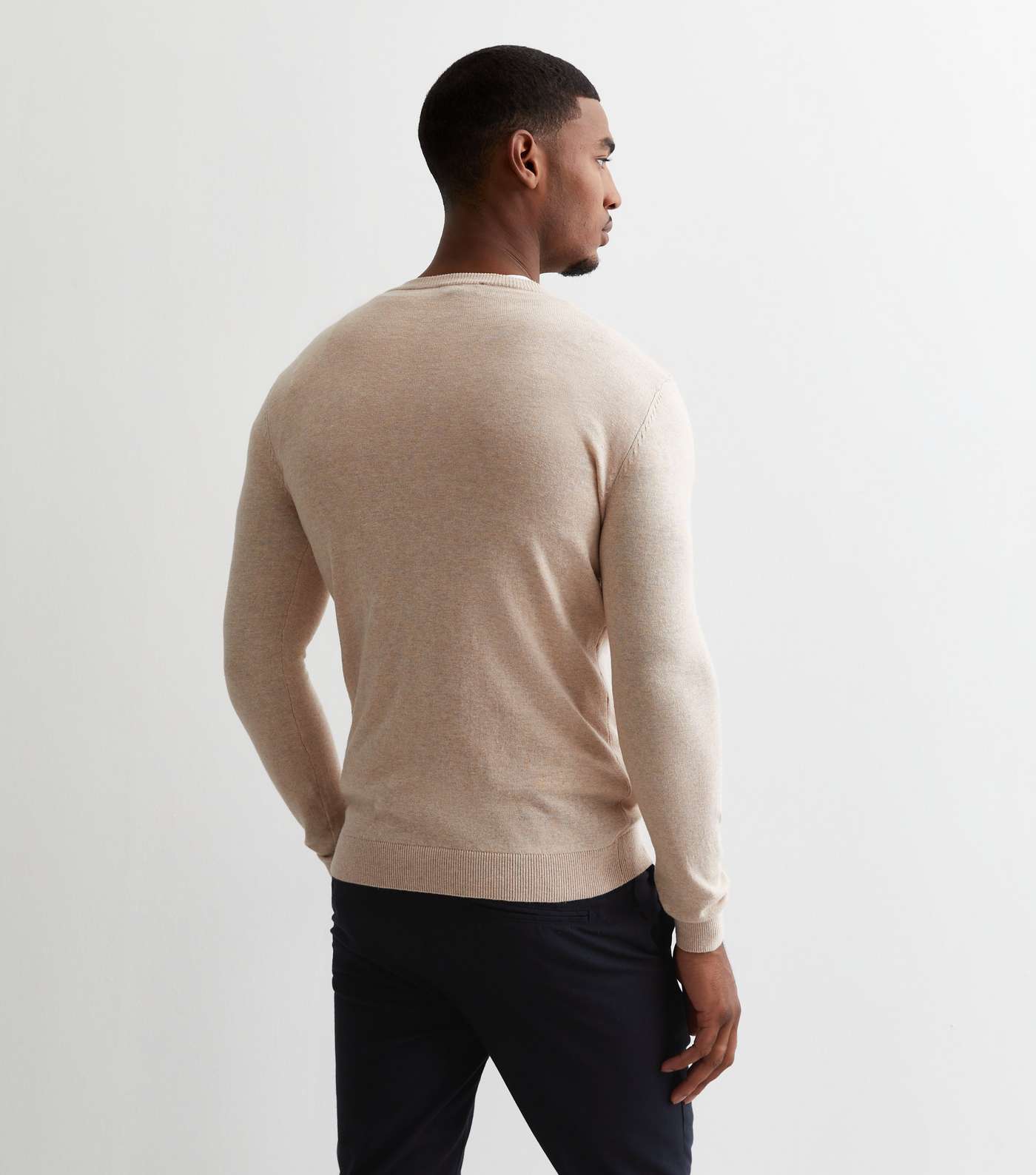 Cream Fine Knit Muscle Fit Jumper Image 4