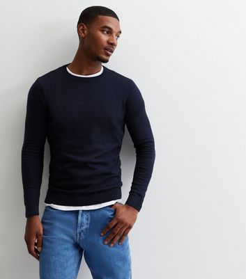 Navy fine shop knit jumper