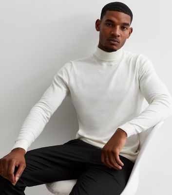 Mens knitted roll neck on sale jumper