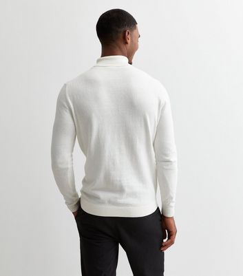 Off White Fine Knit Roll Neck Slim Fit Jumper | New Look