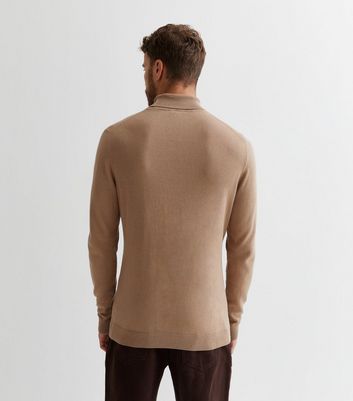 Mens camel 2024 roll neck jumper