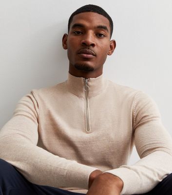 Men's jumper on sale with zip neck