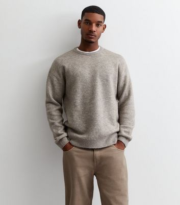 Grey crew store neck jumper mens