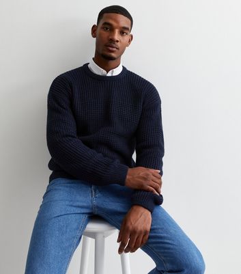 Mens navy blue hot sale crew neck sweater