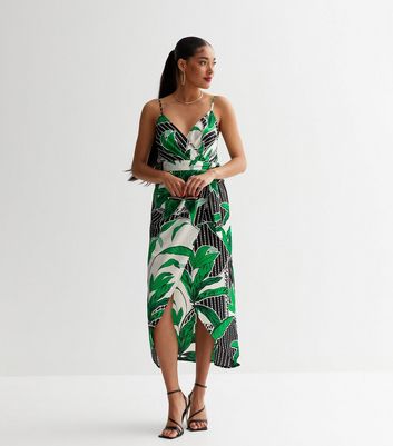 Black tropical print outlet dress