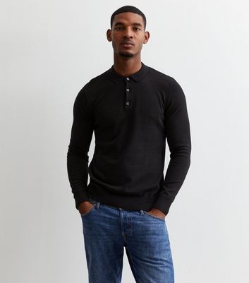 Mens long sleeve 2025 slim fit polo