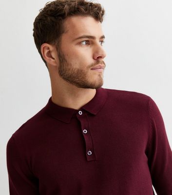 Mens burgundy outlet long sleeve polo