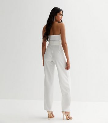 White Belted Bandeau Jumpsuit New Look