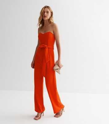 Orange Belted Bandeau Jumpsuit