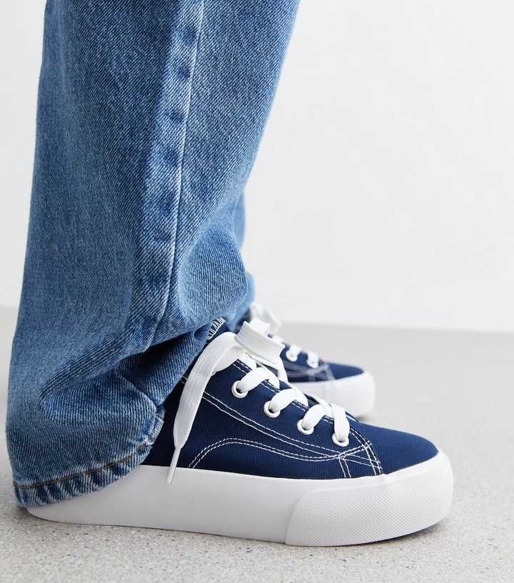 Dark Blue Canvas Flatform Trainers