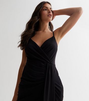 Black strappy wrap dress on sale