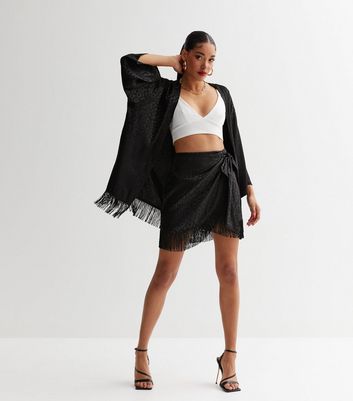 Jacquard wrap outlet mini skirt