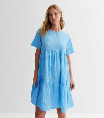 Maternity Pale Blue Tiered Smock Dress