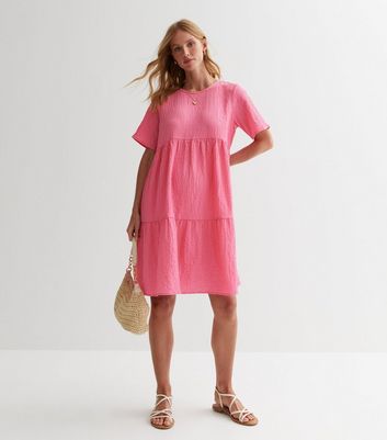 Maternity Pink Tiered Smock Dress New Look