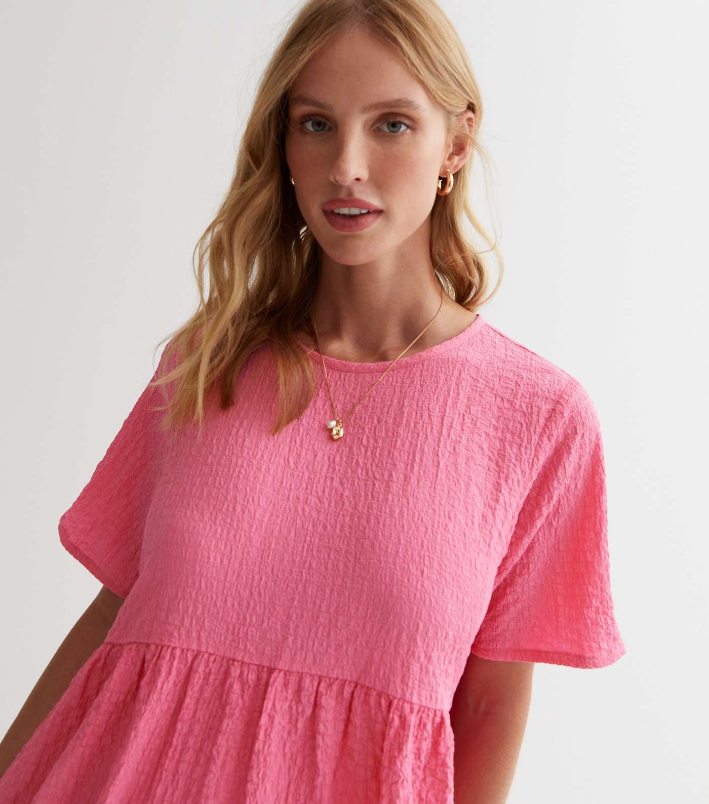 Maternity Pink Tiered Smock Dress Image 3