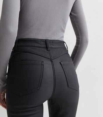 Black Coated Leather-Look Lift & Shape Jenna Skinny Jeans New Look