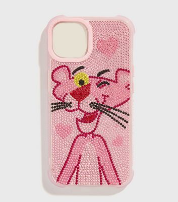 Skinnydip Bright Pink Panther Embellished iPhone Shock Case New Look