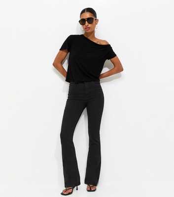 Washed Black Waist Enhance Quinn Bootcut Stretch Denim Jeans
