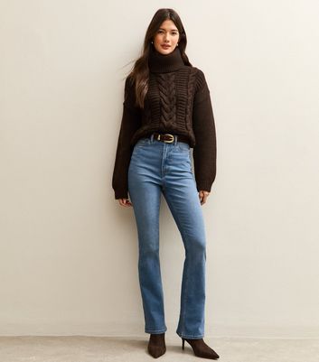 Blue Waist Enhance Quinn Bootcut Stretch Denim Jeans New Look