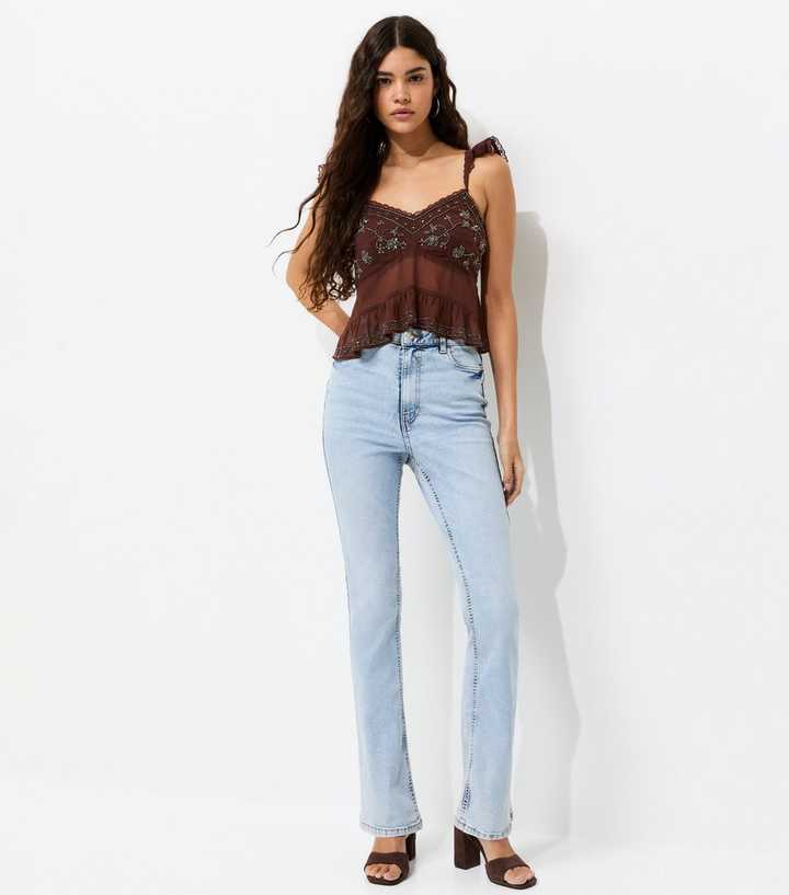 Pale Blue Waist Enhance Quinn Bootcut Stretch Denim Jeans