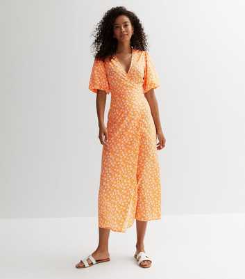 Tall Orange Ditsy Midi Dress