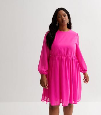 Plus size sales pink chiffon dress