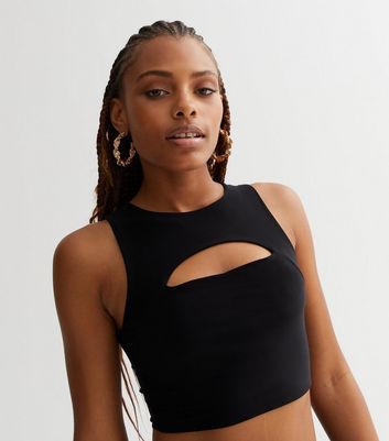 Womens black cut sales out tops