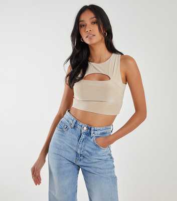 Pink Vanilla Stone Cut Out Crop Top