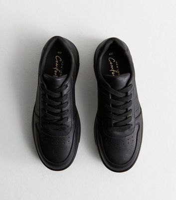 Ladies black leather trainers sales uk