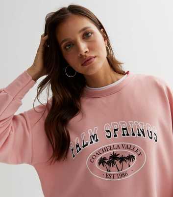 Pink Vanilla Black Palm Springs Varsity Logo Sweatshirt