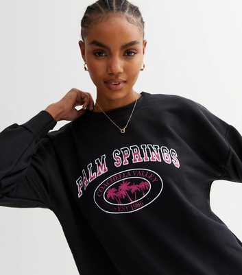 Pink Vanilla Pink Palm Springs Jersey Varsity Logo Sweatshirt