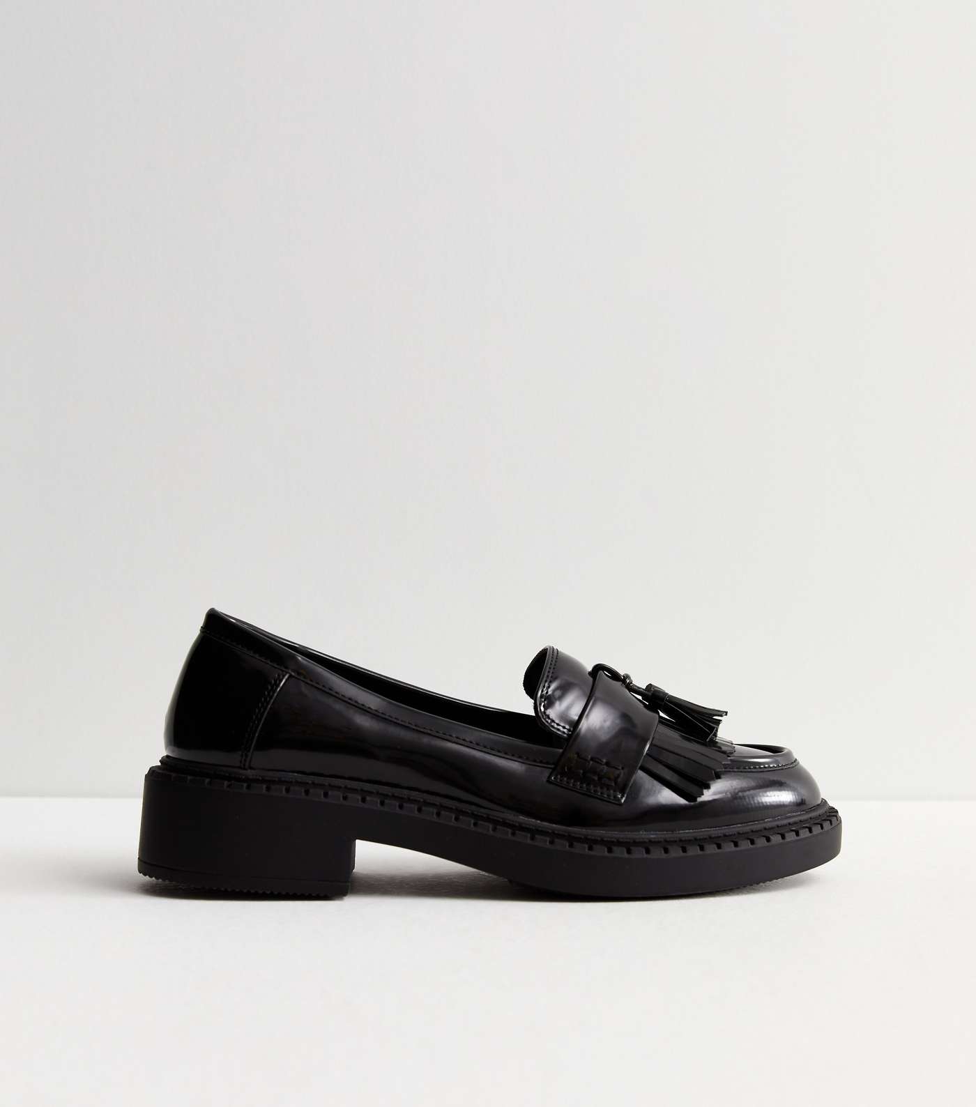 Black Leather-Look Chunky Loafers Image 5