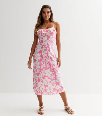 Pink floral slip store dress