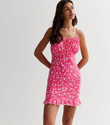 Bright pink outlet floral dress